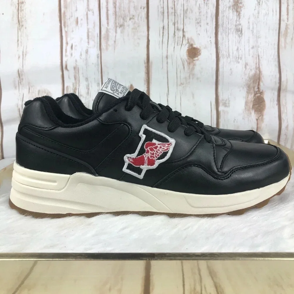 New Polo Ralph Lauren Trackster 100 Leather Sneakers - Picture 3 of 12